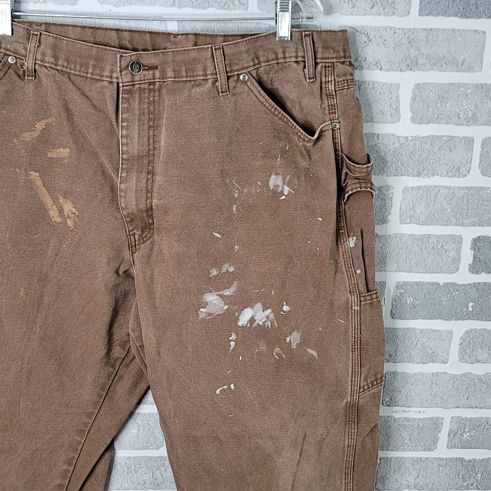 Dickies Brown Canvas Work Pants  Painters Fashion Work Wear Men's Size 42 x 30 - Picture 3 of 16